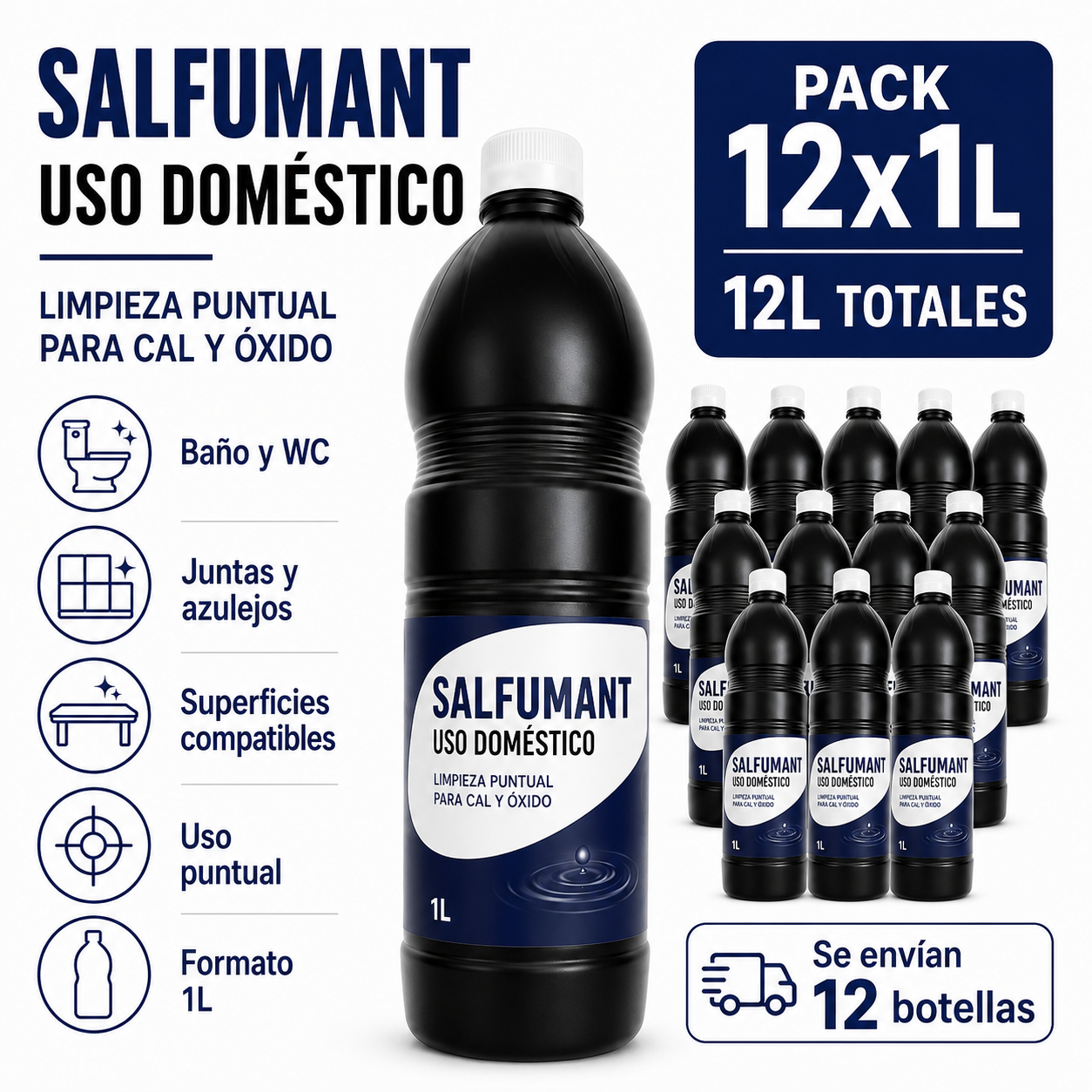 Salfumant 1L Pack Ahorro 12 Botellas – 12L Totales