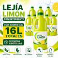 Lejía Limón con Detergente 2L Pack Ahorro 8 Botellas – 16L Totales